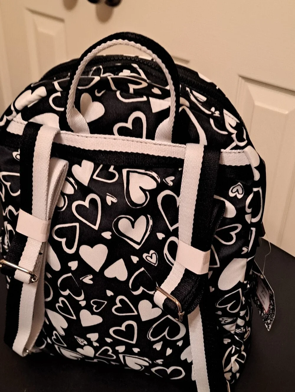 Brighton Black & White Heart Print Backpack